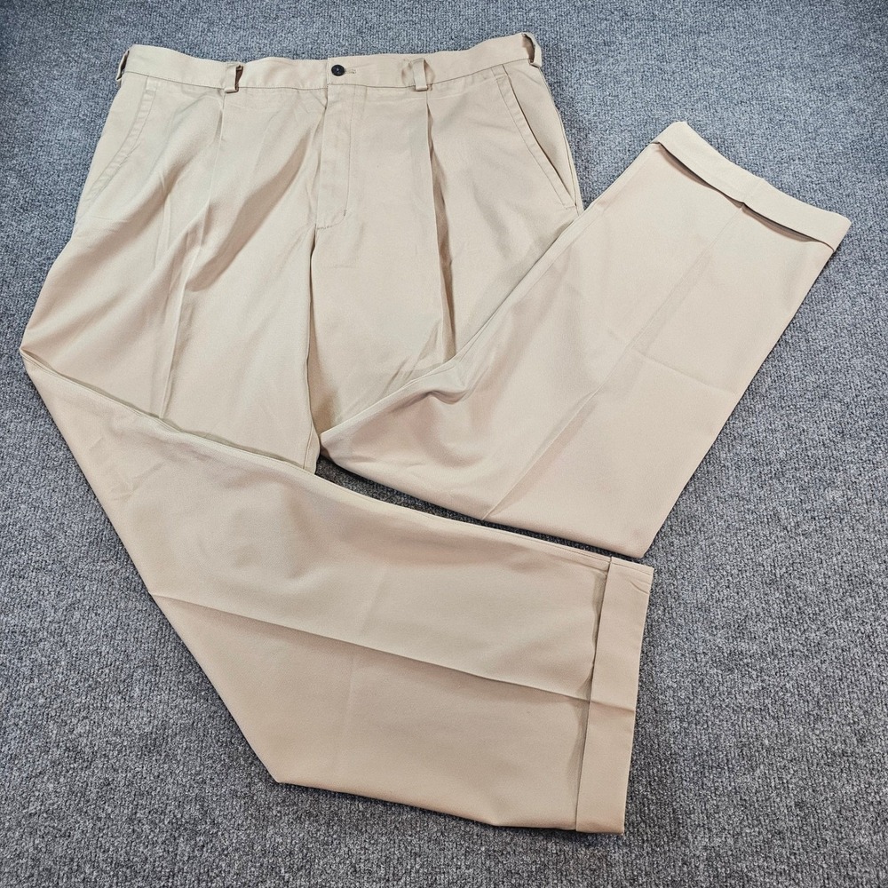 Nike Golf Fit Dry Mens 38x32 Tan Pleated Cuffed Performance Pants 198586-281
